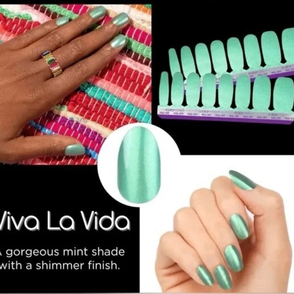 Color Street Viva La Vida Mint Shimmer Press-On Nails